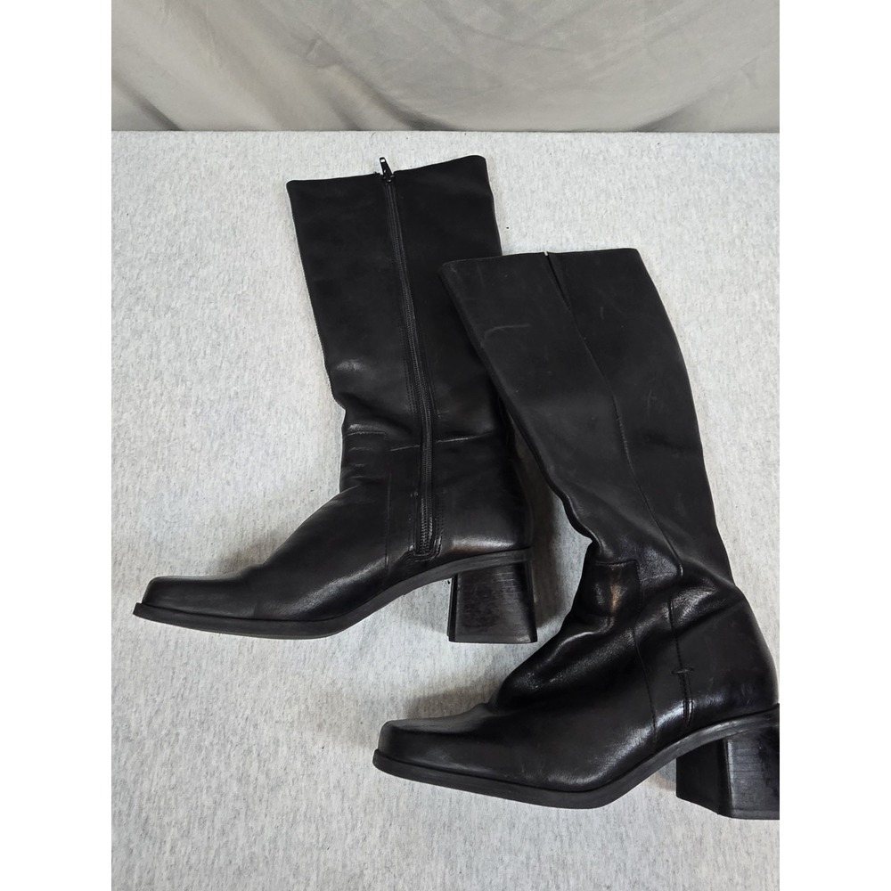Naturalizer Womens Soft Leather 15" Boots Black Size 6 M 2" Heel Zipper